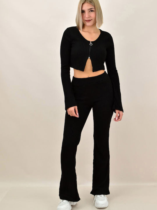 Potre Women's Black Set with Trousers with Elastic Bell
