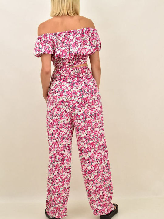 Femei Roz Set cu Pantaloni Floral