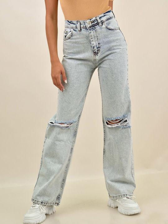 Potre Women's Jean Trousers with Rips in Straight Line