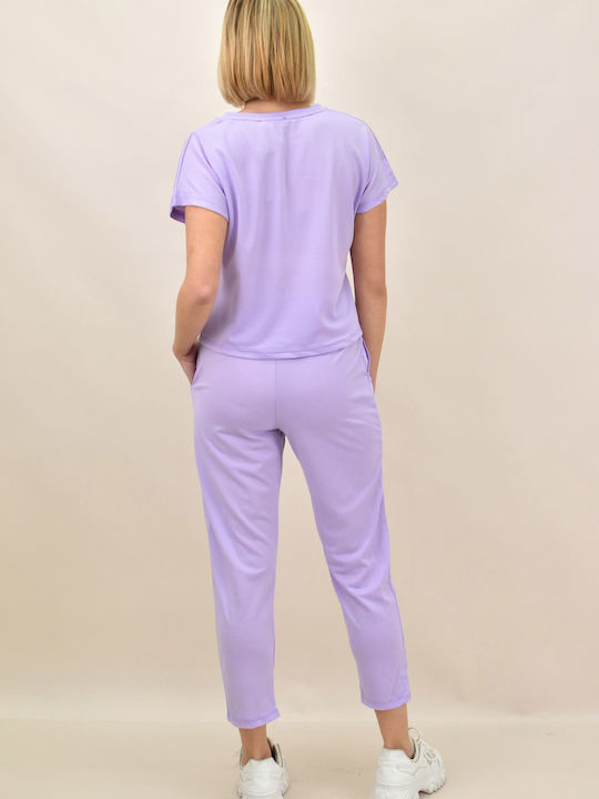 Femei Violet Set cu Pantaloni cu elastic