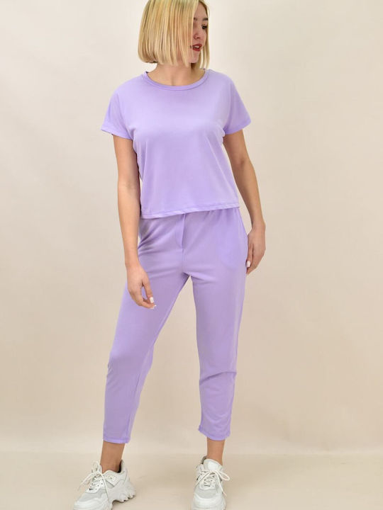 Femei Violet Set cu Pantaloni cu elastic