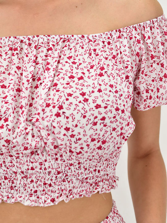 Γυναικείο Κόκκινο Σετ με Παντελόνι Floral