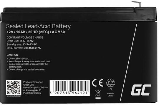 Green Cell UPS Battery with Capacity 10Ah and Voltage 12V AGM50 1pcs