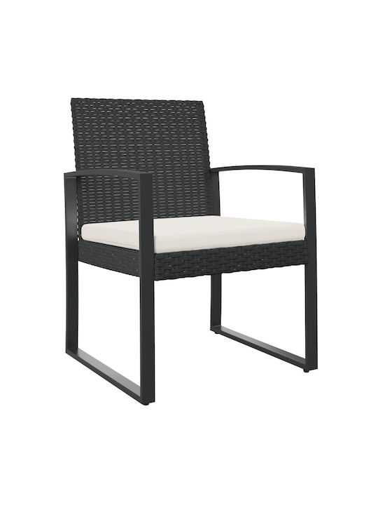 Outdoor Chair Polypropylene Black with Cushion 2pcs 47.5x52.5x77.5cm