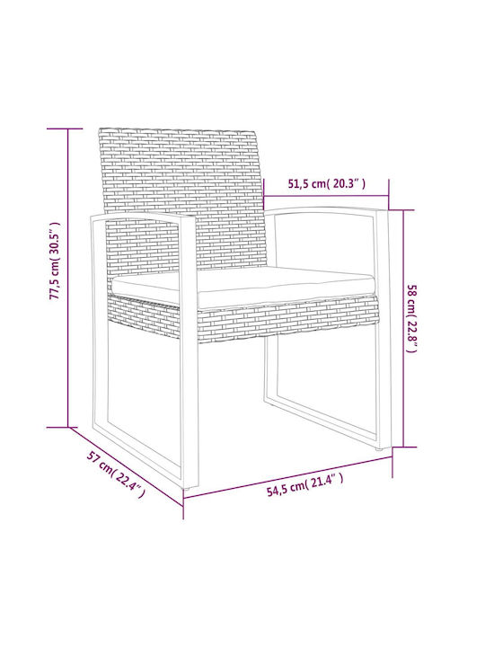 Outdoor Chair Polypropylene Black with Cushion 2pcs 47.5x52.5x77.5cm