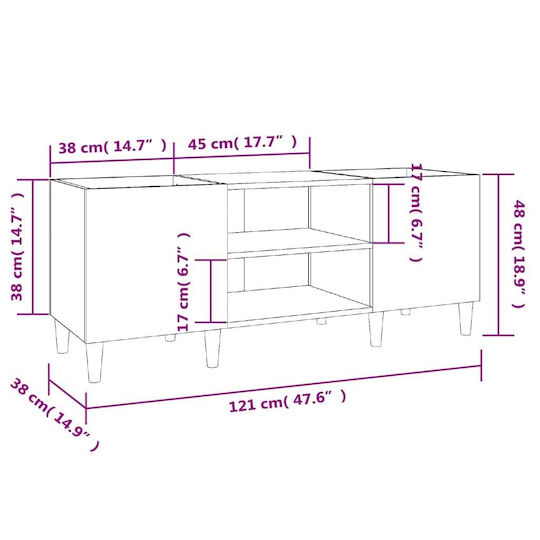 vidaXL Έπιπλο Hi-Fi με 2 Ράφια Καφέ 38x121x48cm