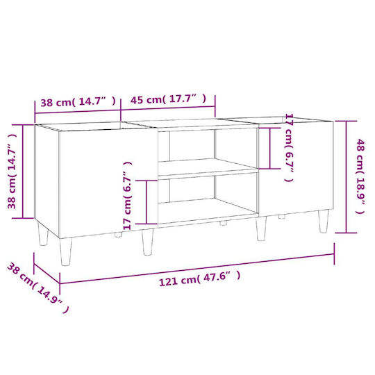 vidaXL Hi-Fi Möbel Gray 38x121x48cm