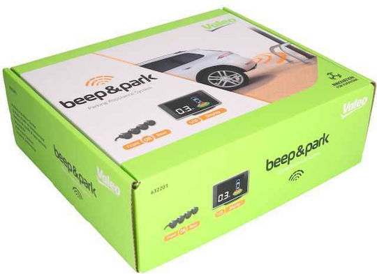 Valeo Car Parking System Beep & Park with Screen and 4 Sensors in Black Color