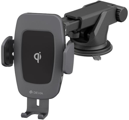 Devia Car Mobile Mount with Adjustable Hooks and Wireless Charging Black