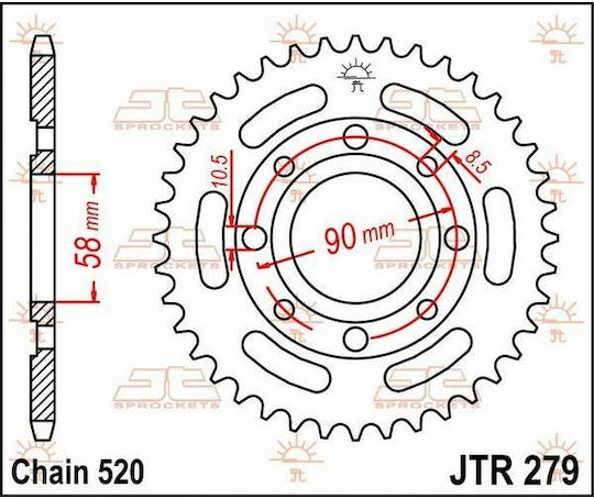 JT Sprockets Γρανάζι Πίσω για Honda Shadow