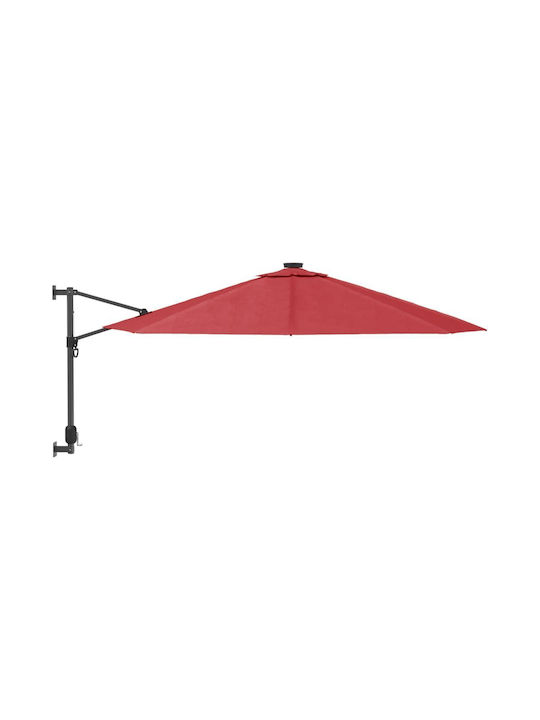 Garten & Terrassen Sonnenschirm Wandmontage Rund Aluminium Rot Ø2.9m
