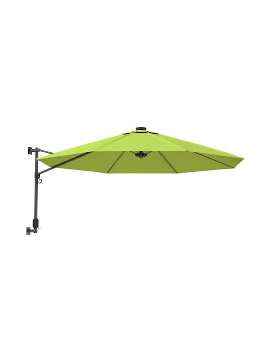 Wandmontierter Rundschreiben Metall Garten- und Terrassen-Sonnenschirm Grün Φ2.9m