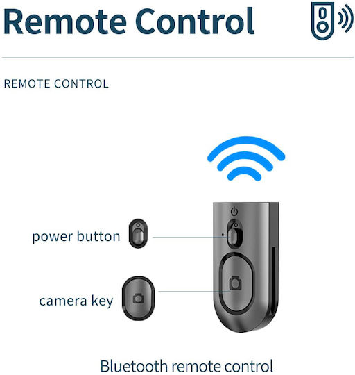 Techsuit L16 Selfie Stick με Bluetooth / Τηλεχειριστήριο Μαύρο