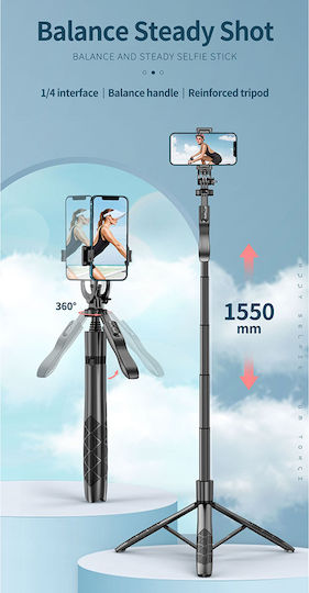 Techsuit L16 Selfie Stick με Bluetooth / Τηλεχειριστήριο Μαύρο