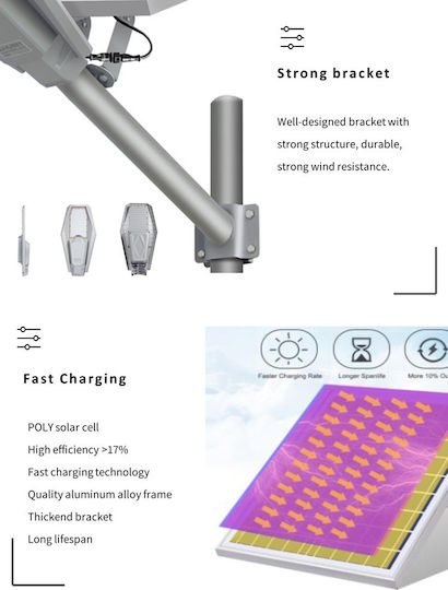 Street Solar Light 200W 2600lm with Motion Sensor, Photocell and Remote Control IP67