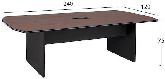 Meeting Table Rosewood Wooden Brown 240x120x75cm