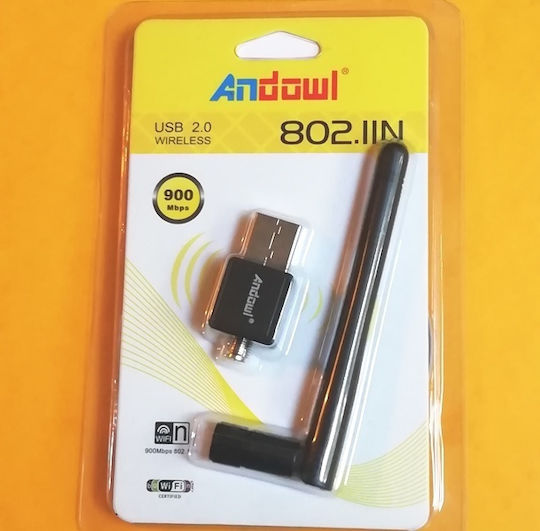 Andowl 05003VTM50BK Αντάπτορας Δικτύου USB με Ασύρματη Σύνδεση Wi-Fi 900Mbps και Αποσπώμενη Κεραία