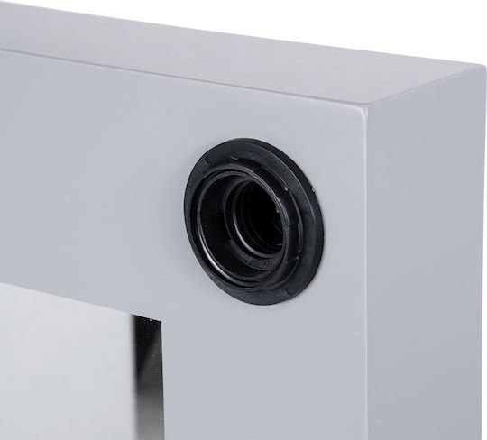 GloboStar Καθρέπτης Τοίχου με Γκρι Ξύλινο Πλαίσιο & LED Φωτισμό 80x80cm