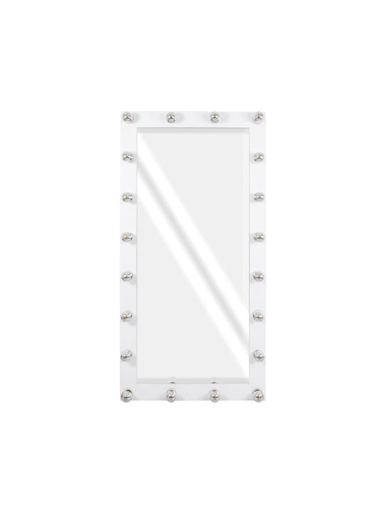 GloboStar Wandspiegel Ganzkörper mit Weiß Hölzernes Rahmen & LED Beleuchtung 160x80cm 1Stück