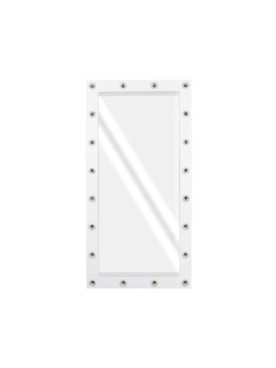 GloboStar Wandspiegel Ganzkörper mit Weiß Hölzernes Rahmen & LED Beleuchtung 160x80cm 1Stück