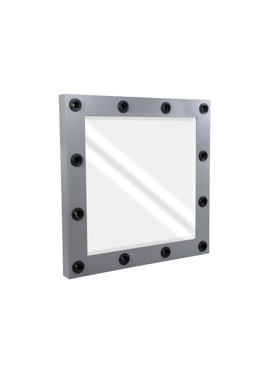 GloboStar Wall Mirror with Gray Wooden Frame & LED Lighting 80x80cm 1pcs