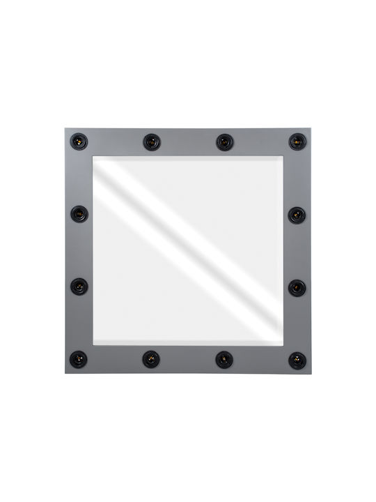GloboStar Wall Mirror with Gray Wooden Frame & LED Lighting 80x80cm 1pcs