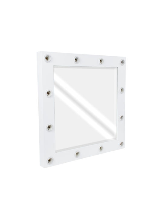 GloboStar Oglindă de Perete cu Alb Ramă din Lemn & Iluminare LED 80x80cm 1buc