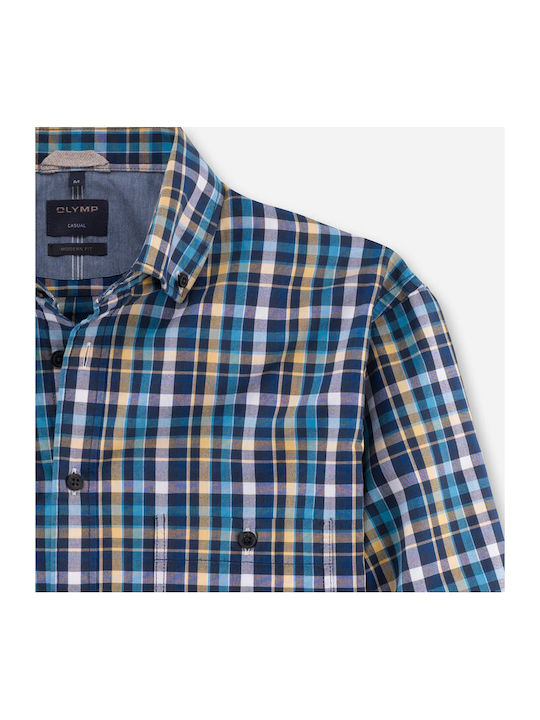 Olymp CASUAL Men's Shirt Long Sleeve Checked Blue