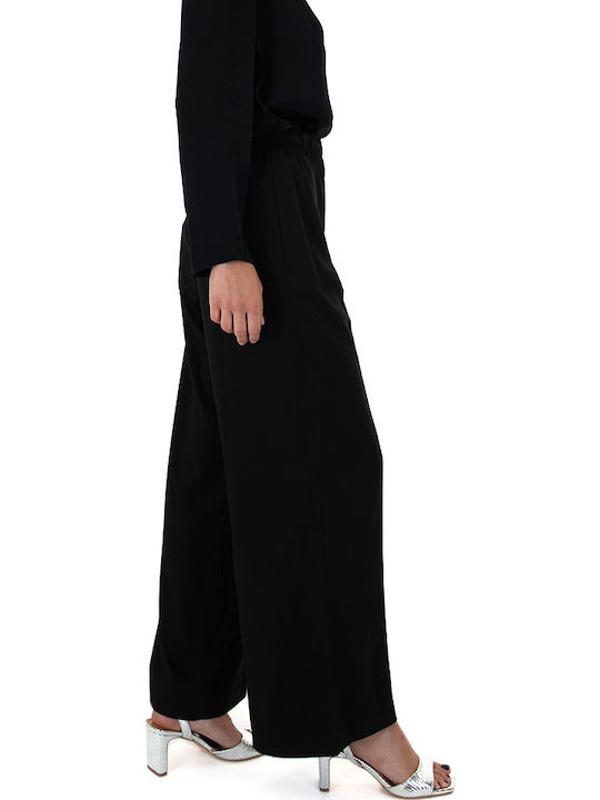 Damen Stoff Hose mit Gummizug Schwarz