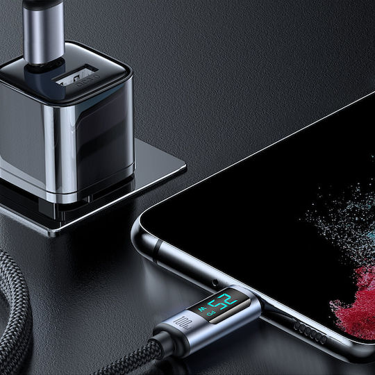 Joyroom S-CC100A16 LED / Braided USB 2.0 Cable USB-C male - USB-C 100W PD Μαύρο 1.2m
