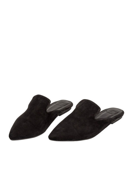 Flat Suede Mules σε Μαύρο Χρώμα