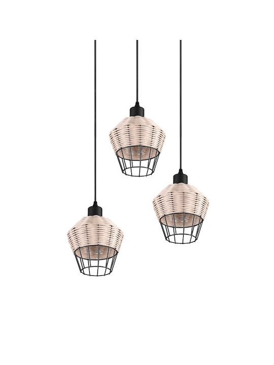 Trio Lighting Borka Lustră Trei lumini Rețea pentru Soclu E27 Negru