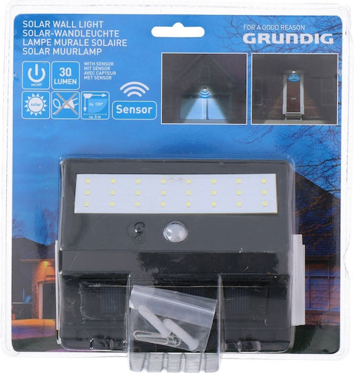 Grundig Επιτοίχιο Ηλιακό Φωτιστικό 30lm με Αισθητήρα Κίνησης και Φωτοκύτταρο 13.5x4.8x11.5εκ.