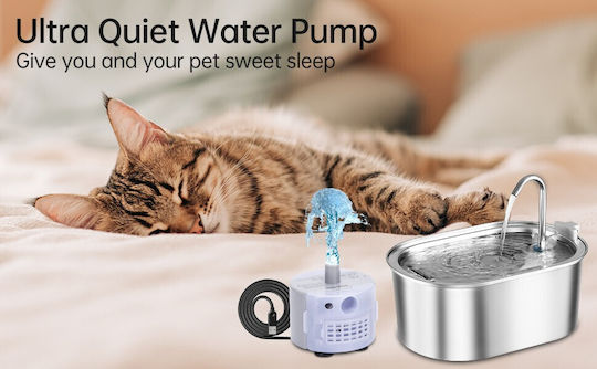 Pet Interest Αντλία για Αυτόματη Ποτίστρα Σιντριβάνι Pet Interest Water Pump Ανοξείδωτη Ποτίστρα / Συντριβάνι για Σκύλο & Γάτα 3.2lt σε Λευκό Χρώμα
