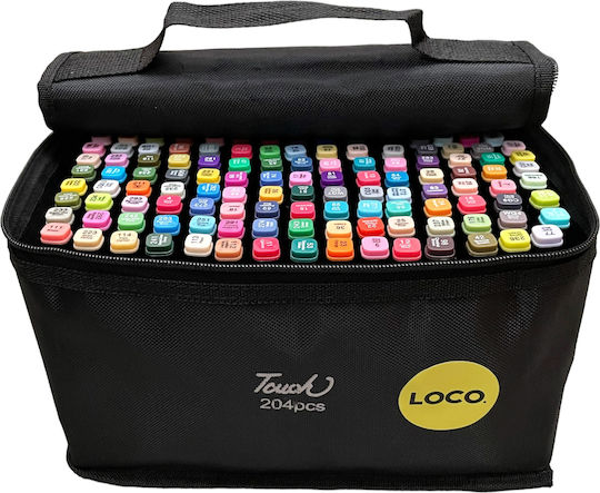 Loco Διπλής Όψης Ζωηρά Μαρκαδόροι Ζωγραφικής 3mm με Διπλή Μύτη, Neon Σετ 168 χρώματα
