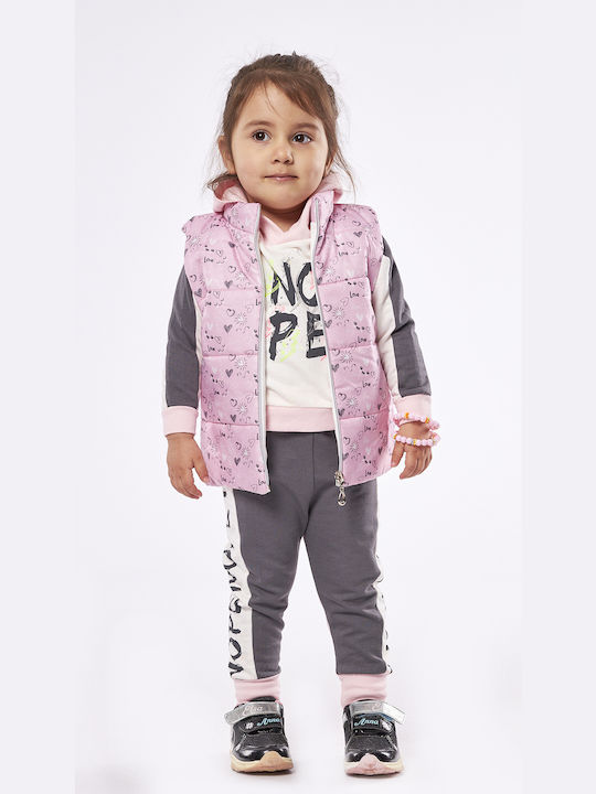 Evita Kids' Set with Leggings & Outerwear Winter 3pcs Pink