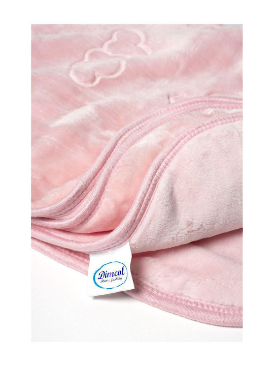 Dimcol Blanket Cot Velvet Baby Pink 110x140cm.