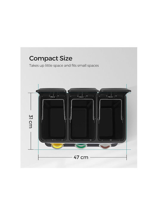 Songmics Coș de Reciclare Metal cu Pedală Argintiu 24lt 1buc