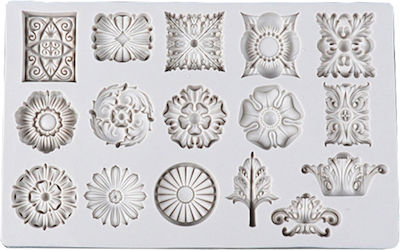 Paper Pack Mold Silicone Decorative Rosettes 18.8x11.8cm. for Clay / Soap / Liquid Glass 0515159 157157