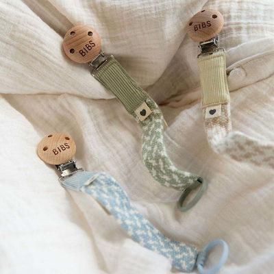 Bibs Clip Accesorii pentru Suzete Paci Braid din Țesătură Petrol și Baby Blue