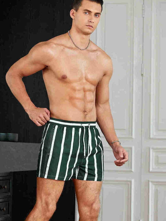Men's Swimwear Shorts Green Striped