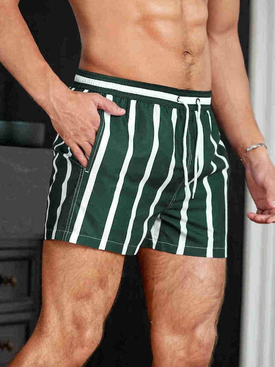 Men's Swimwear Shorts Green Striped