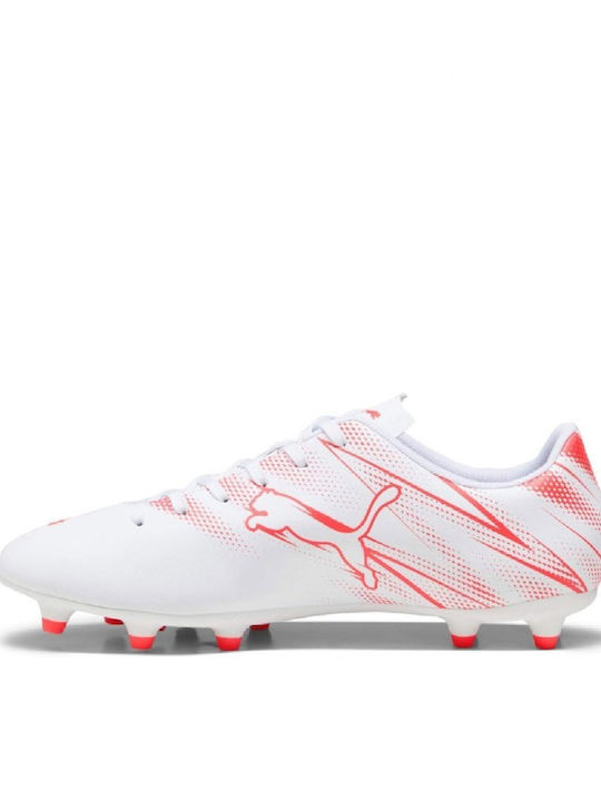 Attacanto Kids Molded Soccer Shoes White-Fire Orchid