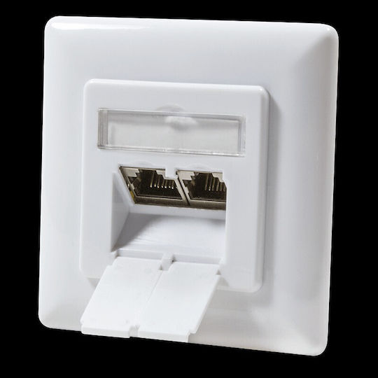 LogiLink Διπλή Πρίζα Δικτύου RJ45 με Πλαίσιο σε Λευκό Χρώμα NP0123