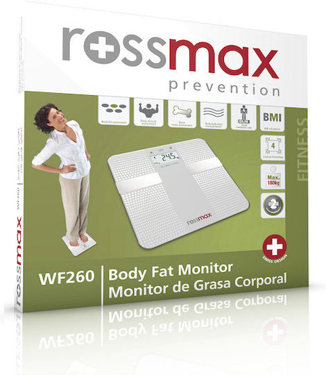 Rossmax WF260 Digital Badezimmerwaage mit Körperfettmessung in Silber Farbe