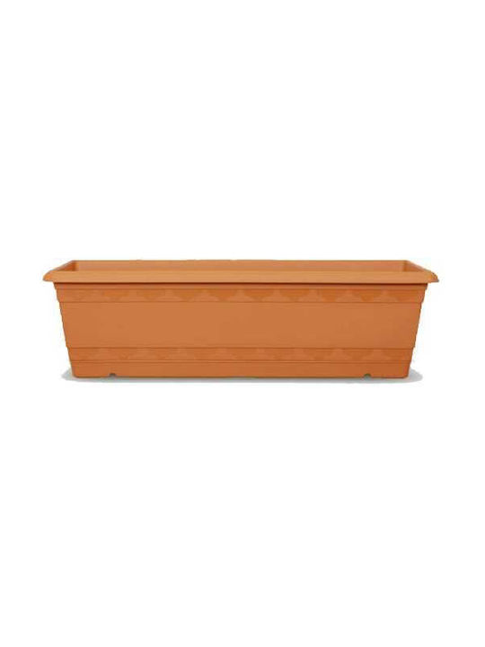 Viosarp Ζαρντινιέρα Πλαστική με Ενσωματωμένο Πιάτο Planter Box 60x17cm Set 2pcs in Brown Color Νο514