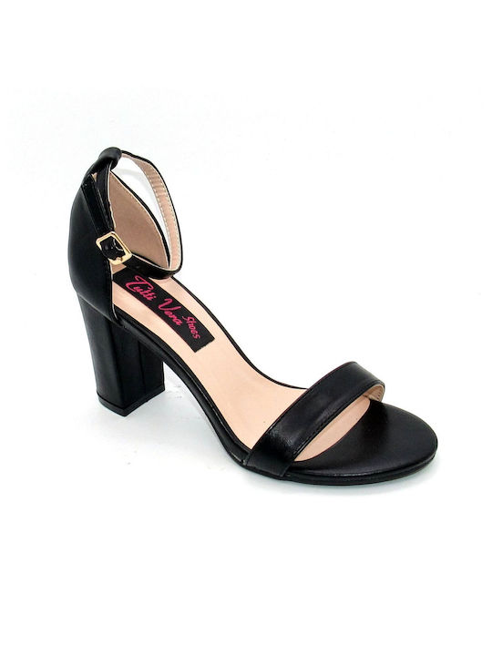 Plato Damen Sandalen mit mittlerem Absatz in Schwarz Farbe