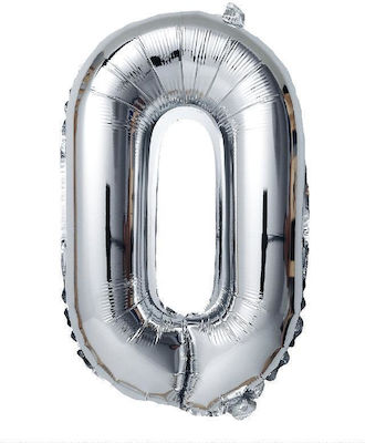 Μπαλόνι Foil Jumbo Αριθμός 0 Ασημί 100εκ.