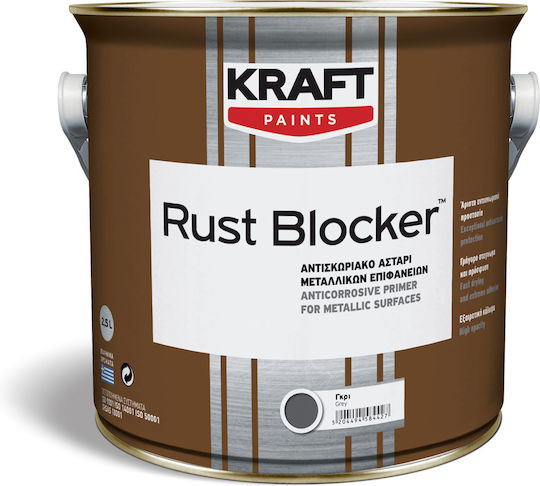 Kraft Rust Blocker Grundierung Korrosionsschutzgrundierung für metallische Oberflächen Grau Geeignet für Metall 2.5Es