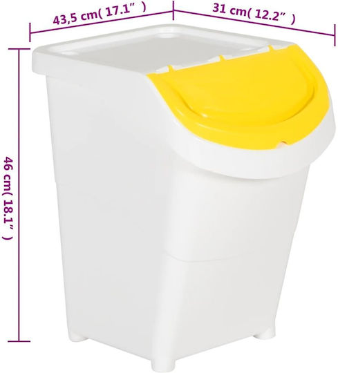 vidaXL Coș de Reciclare Plastic Alb 120lt 3buc